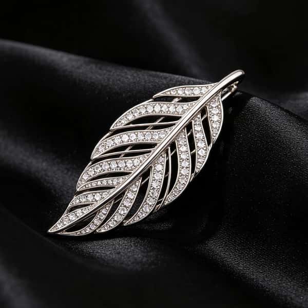 Pavé Crystal Feather Brooch