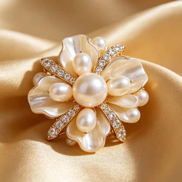 Mother-of-Pearl Floral Cluster Brooch