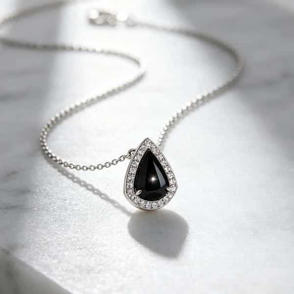 Black Obsidian Teardrop Pendant Necklace